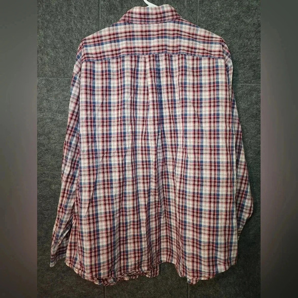 Men's Big & Tall Roundtree & Yorke Casuals Button Long Sleeve Shirt 2X Red Plaid - Picture 8 of 9